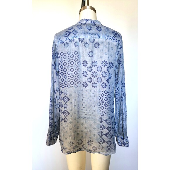 Cotton Indian Long Sleeves Blouse Sheer Floral Ethnic Boho Gypsy Paper Thin - Picture 5 of 8
